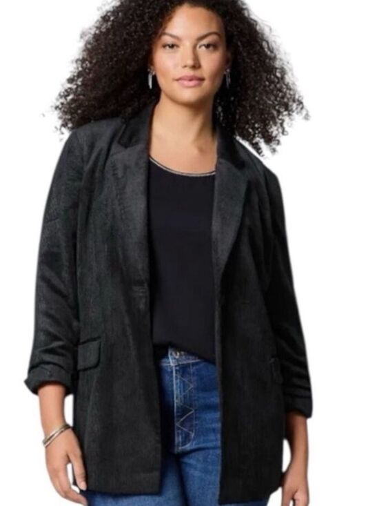 J. Jill Jackets & Blazers - J. Jill Black Corduroy Blazer Jacket Plus Size 2X Lightweight NWT